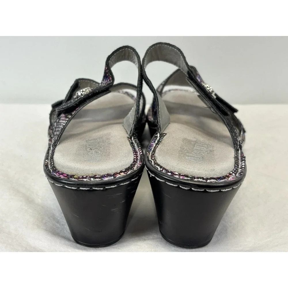 Alegria Loti Funtastic Slip-on Leather Wedge Sandal EU 41 10 Purple Snakeskin